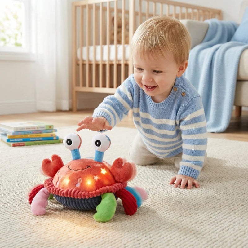 Bouncing Interactive Musical Plush Crab with Voice Function - 6M+