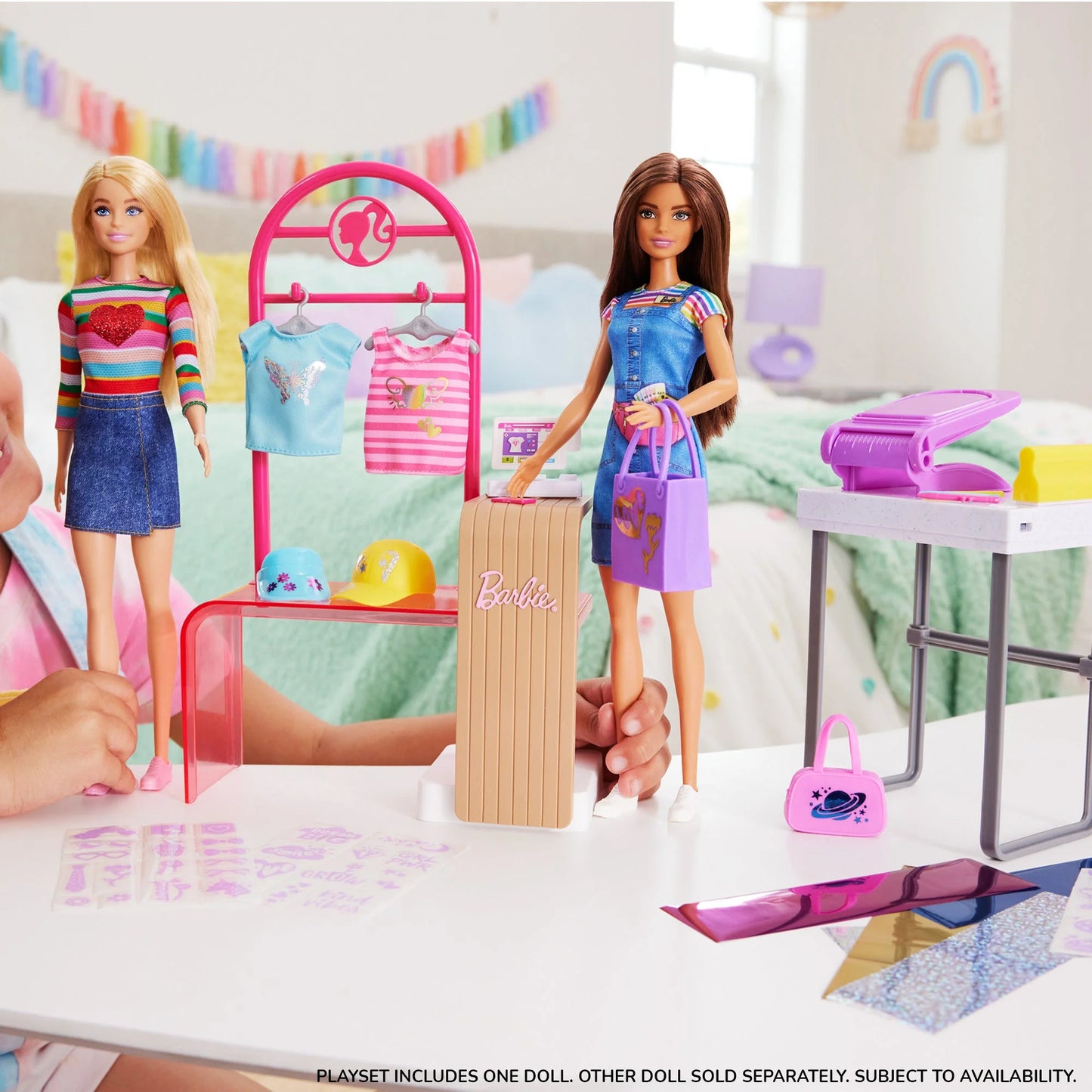 Barbie Make & Sell Boutique Playset With Brunette Doll, Foil Design Tools, Clothes & Accessories - 5Y+