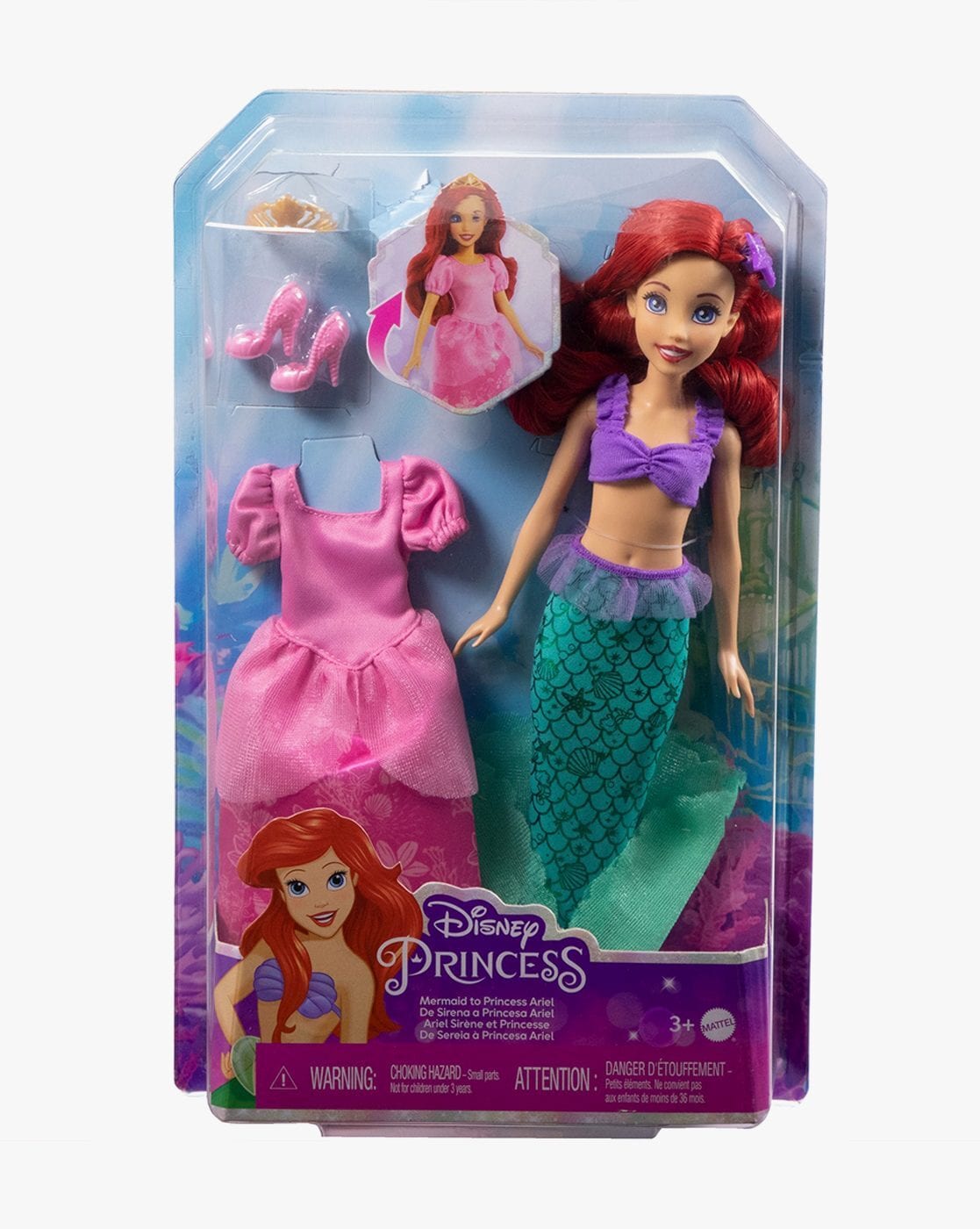 2-in-1 Disney Princess Mermaid to Princess Ariel Doll Set