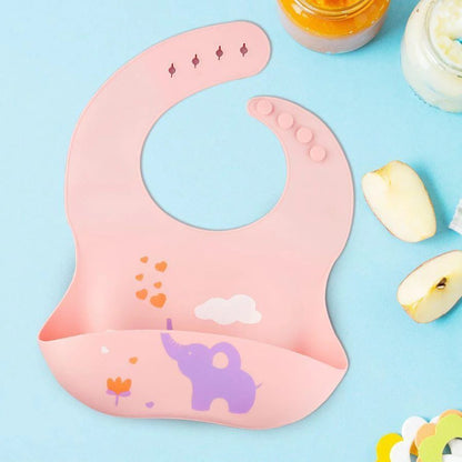 BPA Free Silicone Baby Bib with Catch Pocket - 6-24M