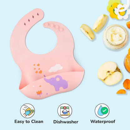 BPA Free Silicone Baby Bib with Catch Pocket - 6-24M