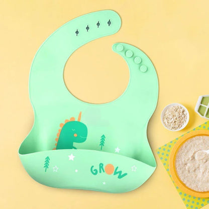 BPA Free Silicone Baby Bib with Catch Pocket - 6-24M