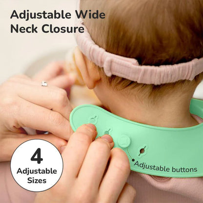 BPA Free Silicone Baby Bib with Catch Pocket - 6-24M