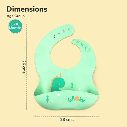 BPA Free Silicone Baby Bib with Catch Pocket - 6-24M