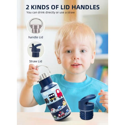 Kids Stainless Steel BPA-free Water Bottle with Lid and Straw - 350 ML