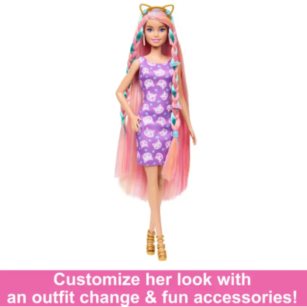 Barbie Fun & Fancy Hair Doll With Extra-Long Colorful Blonde Hair And Styling Accessories - 3Y+