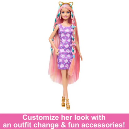 Barbie Fun & Fancy Hair Doll With Extra-Long Colorful Blonde Hair And Styling Accessories - 3Y+