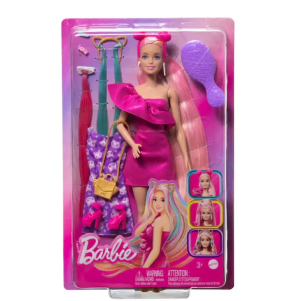 Barbie Fun & Fancy Hair Doll With Extra-Long Colorful Blonde Hair And Styling Accessories - 3Y+