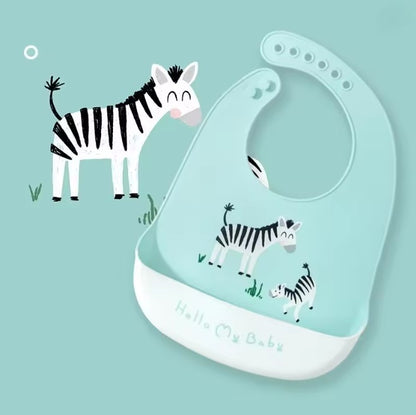 BPA Free Silicone Baby Bib with Catch Pocket - 6-36M