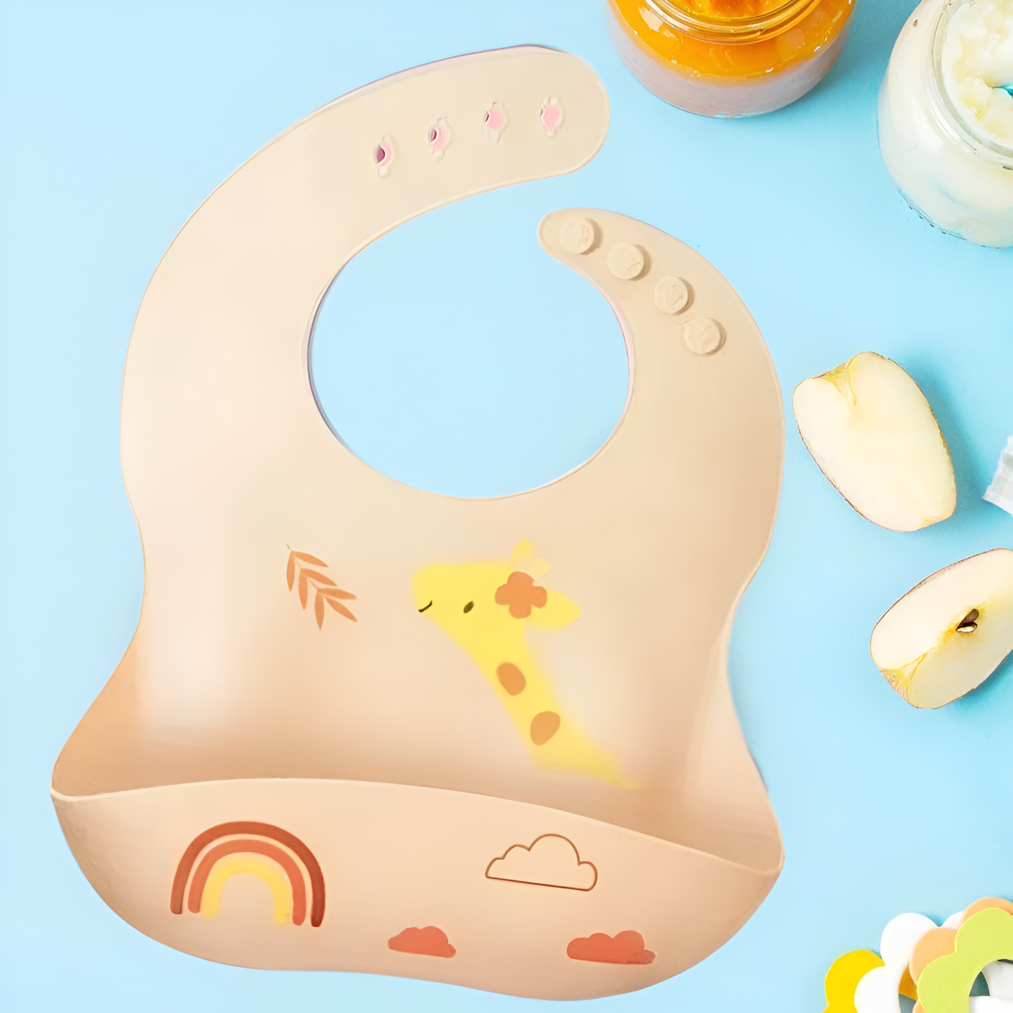 BPA Free Silicone Baby Bib with Catch Pocket - 6-24M