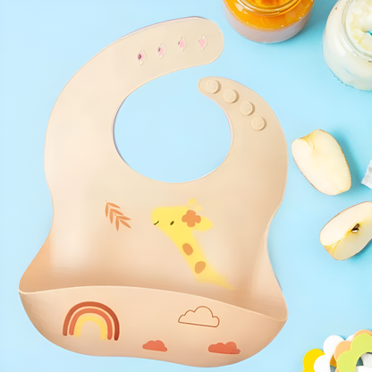 BPA Free Silicone Baby Bib with Catch Pocket - 6-24M