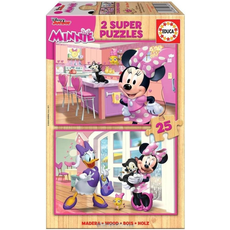 EDUCA Minnie Wooden Puzzle 2×25 - 3Y+