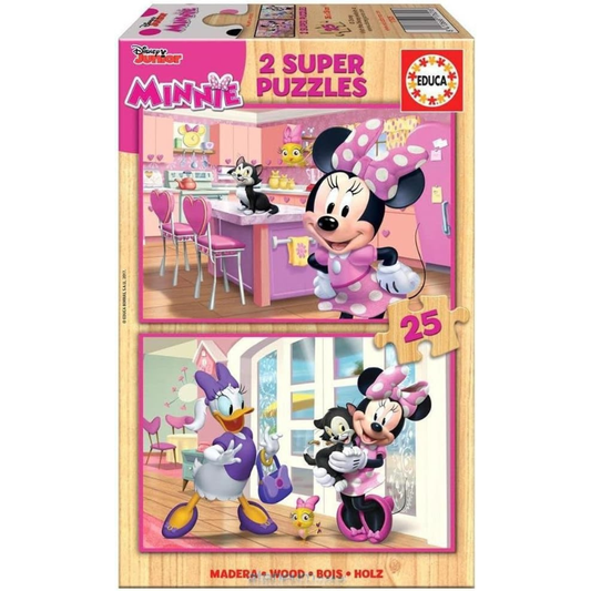 EDUCA Minnie Wooden Puzzle 2×25 - 3Y+