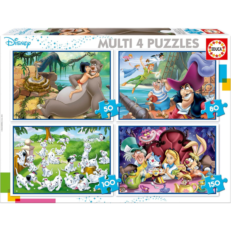 EDUCA Disney Characters Multi 4 Puzzles - 5Y+