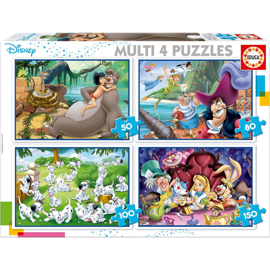 EDUCA Disney Characters Multi 4 Puzzles - 5Y+