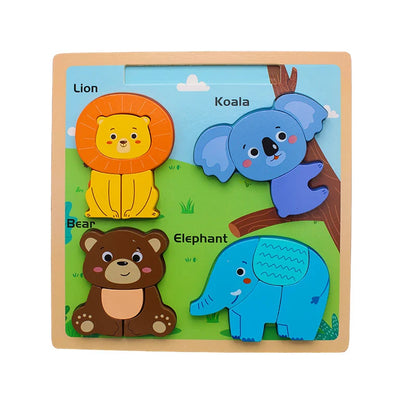 Wooden Montessori Puzzle Jigsaw Drawing Board - 2Y+
