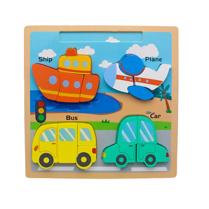 Wooden Montessori Puzzle Jigsaw Drawing Board - 2Y+