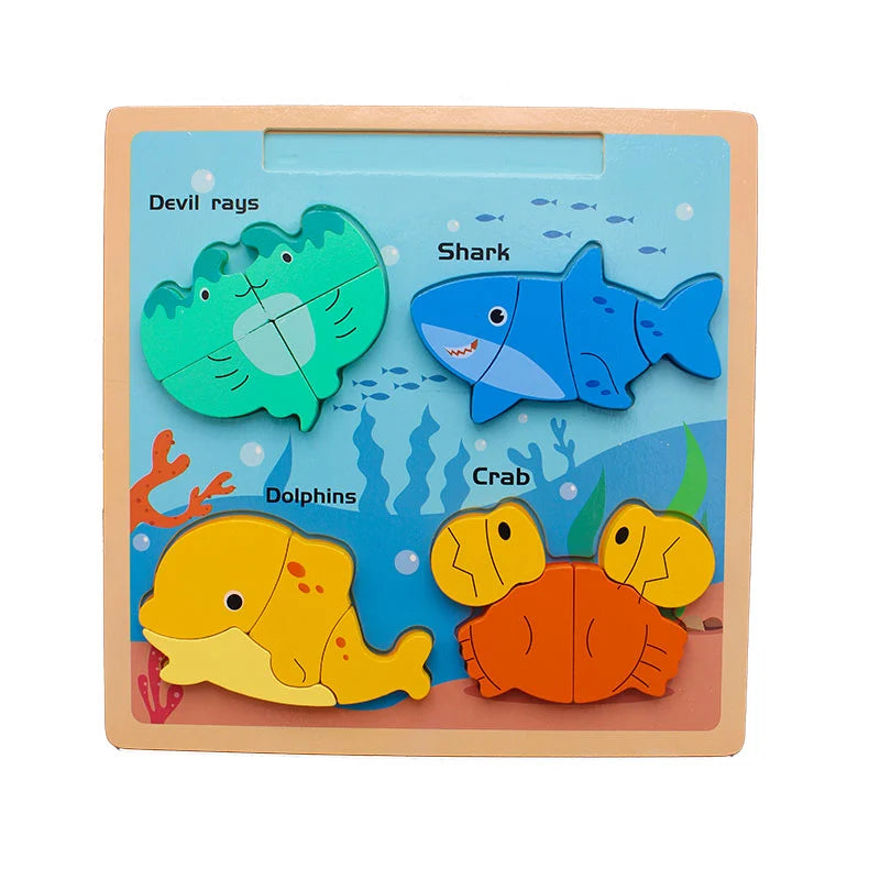 Wooden Montessori Puzzle Jigsaw Drawing Board - 2Y+