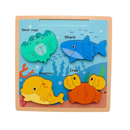 Wooden Montessori Puzzle Jigsaw Drawing Board - 2Y+