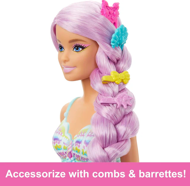 Barbie Mermaid Doll With 7-inch-Long Fantasy Hair & Accessories For Styling Play - 3Y+
