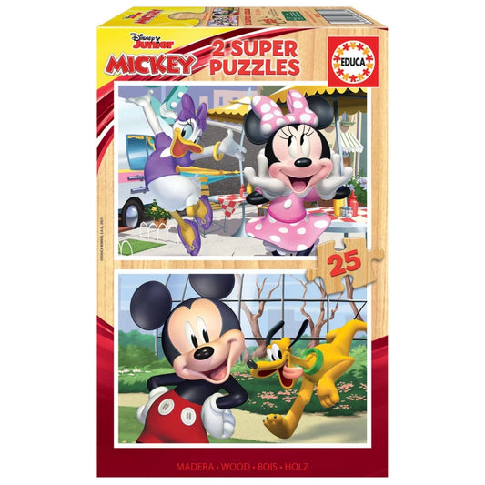 EDUCA Mickey Wooden Puzzle 2×25 - 3Y+