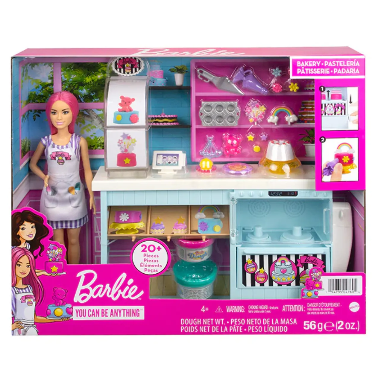 Barbie Pastry Playset with Doll (Pink Hair) with Accessories - 3Y+