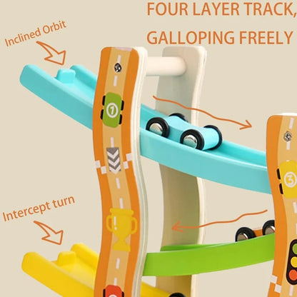 Wooden Montessori Track Car Glide - 3Y+