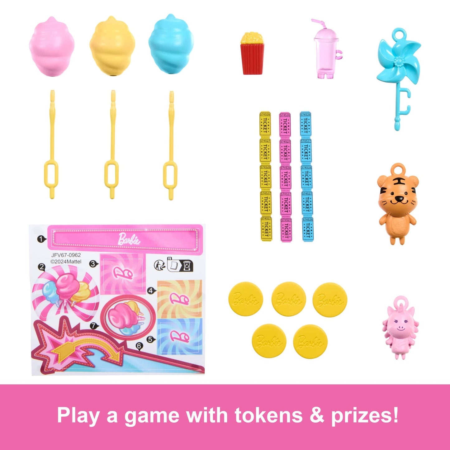 Barbie Mysteries: Beach Detectives Malibu Doll, Cotton Candy Game Playset & Accessories - 3Y+